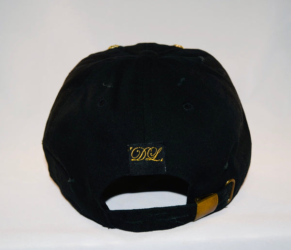 Signature Ruby Eye Lion-Emblem Medallion Jet Black Cap