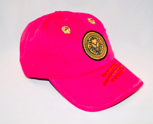 Signature Ruby Eye Lion-Emblem Medallion Fuchsia Pink Cap