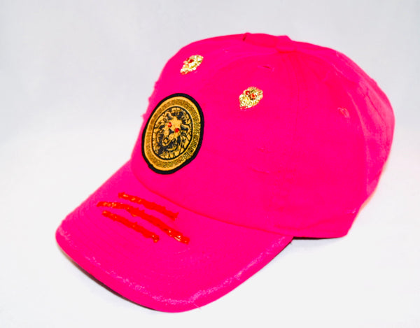 Signature Ruby Eye Lion-Emblem Medallion Fuchsia Pink Cap