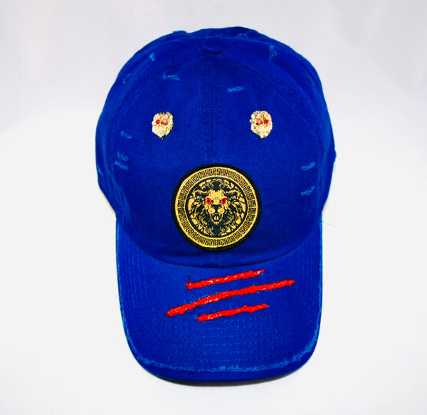 Signature Ruby Eye Lion-Emblem Medallion Royal Bleu Cap