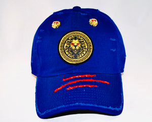 Signature Ruby Eye Lion-Emblem Medallion Royal Bleu Cap