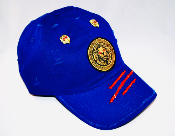 Signature Ruby Eye Lion-Emblem Medallion Royal Bleu Cap