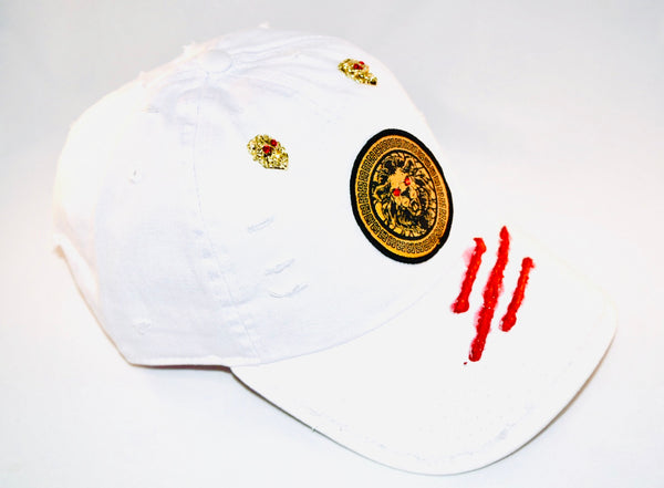 Signature Ruby Eye Lion-Emblem Medallion True White Cap