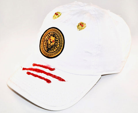 Signature Ruby Eye Lion-Emblem Medallion True White Cap