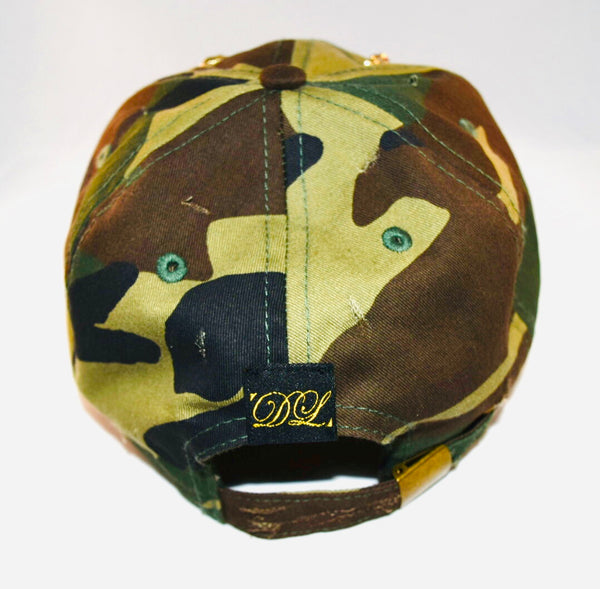 Signature Ruby Eye Lion-Emblem Medallion Jungle Camo Cap