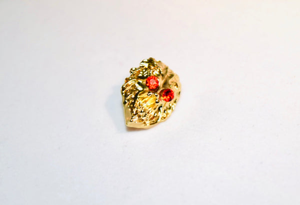 12KT Gold Signature Ruby Eye Lion Emblem Ornamental Pin