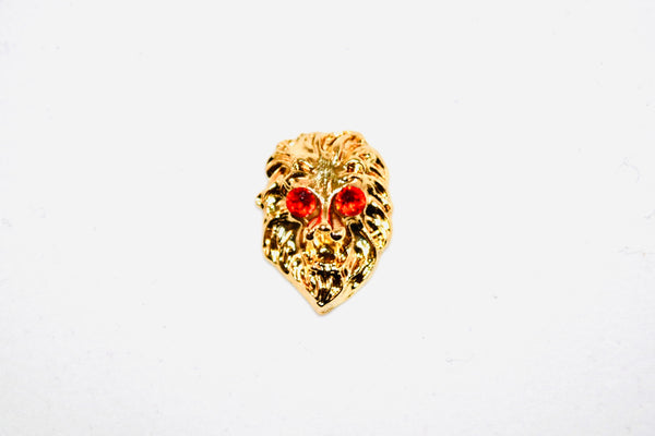 12KT Gold Signature Ruby Eye Lion Emblem Ornamental Pin