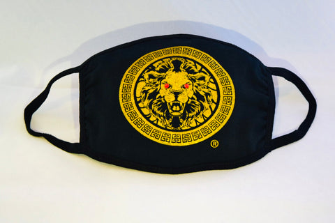 Ruby Eye Lion Emblem Medallion "Courage" Fashion Face Mask