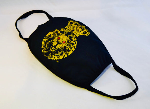 Ruby Eye Lion Emblem Medallion "Crowned Lion" Fashion Face Mask