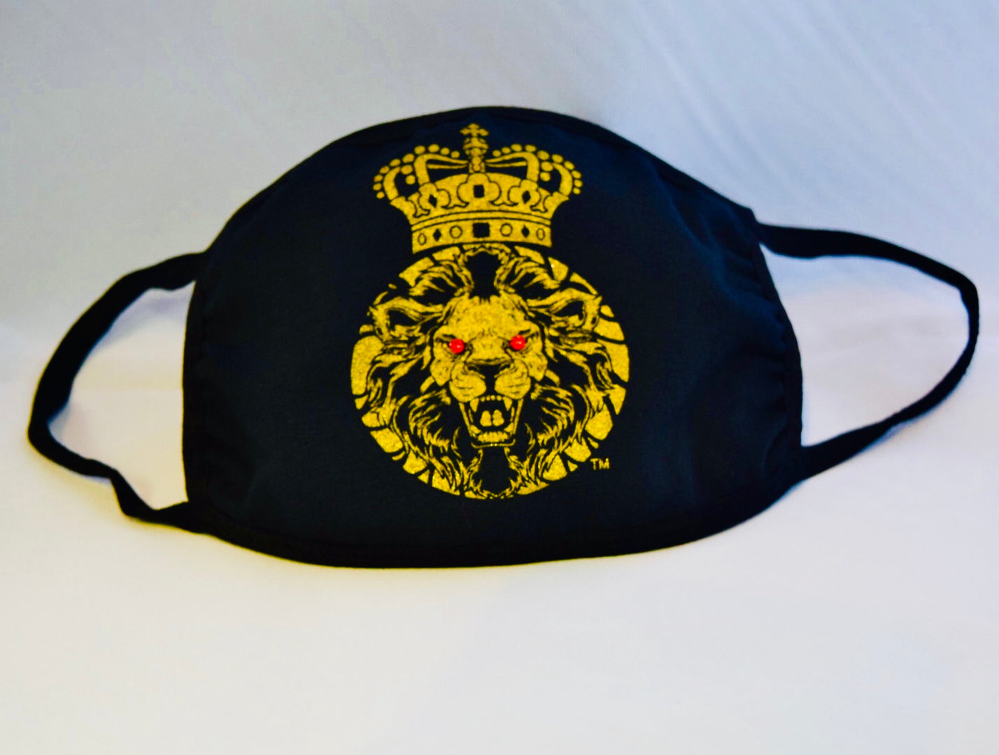 Ruby Eye Lion Emblem Medallion "Crowned Lion" Fashion Face Mask