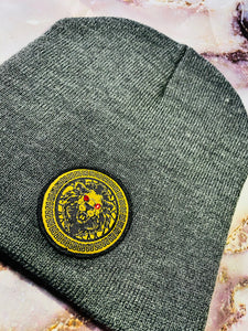 Signature Ruby Eye Lion-Emblem Medallion Heather Grey Beanie