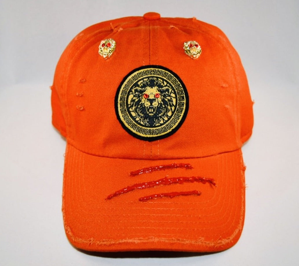 Signature Ruby Eye Lion-Emblem Medallion Orange Cap