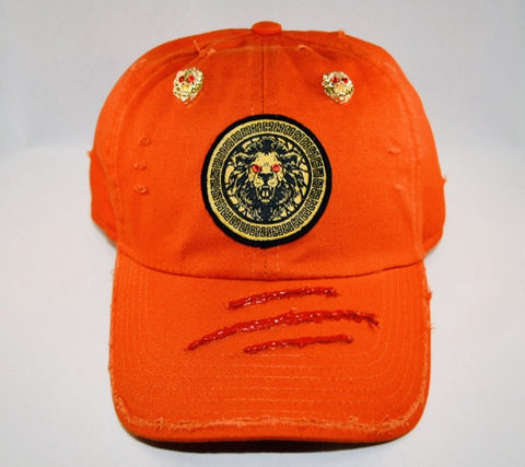 Signature Ruby Eye Lion-Emblem Medallion Orange Cap