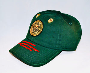 Signature Ruby Eye Lion-Emblem Medallion Forest Green Cap