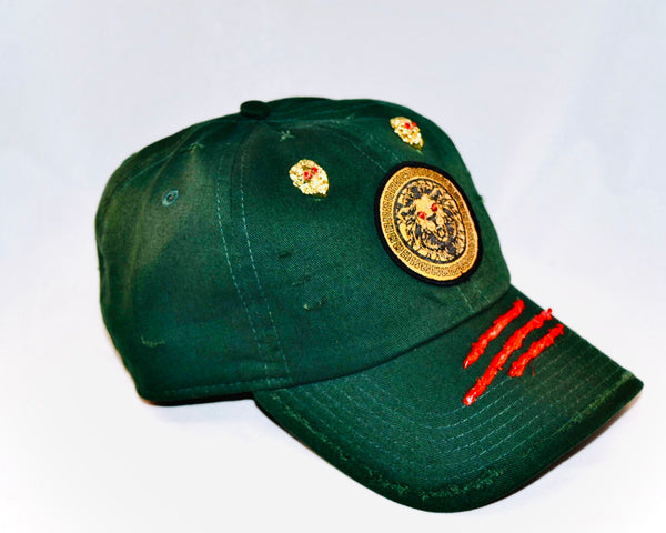 Signature Ruby Eye Lion-Emblem Medallion Forest Green Cap