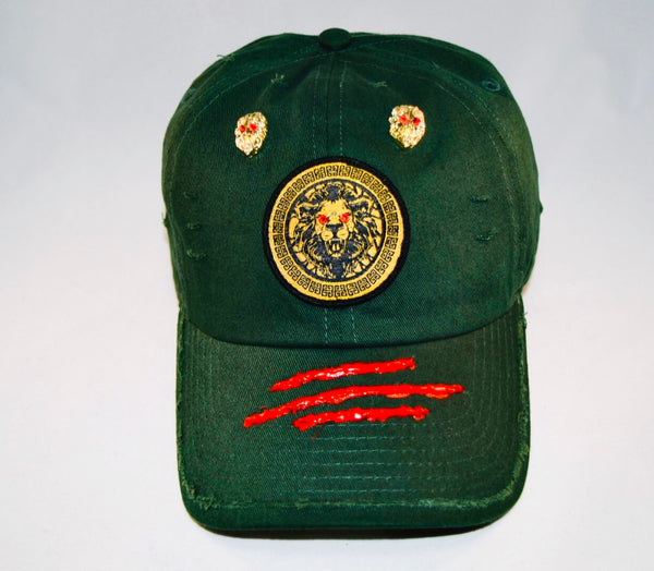 Signature Ruby Eye Lion-Emblem Medallion Forest Green Cap